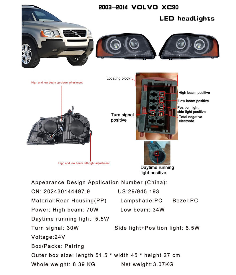 Volvo XC90 LED Headlights — Ref. 2003-2014