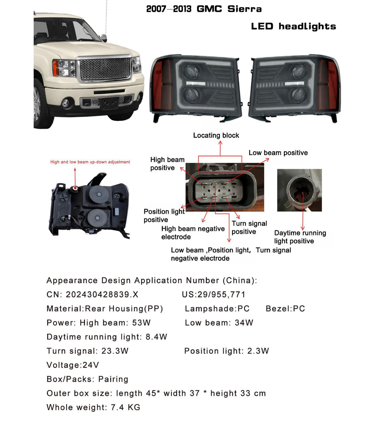 GMC Sierra LED Headlights — Ref. 2007-2013
