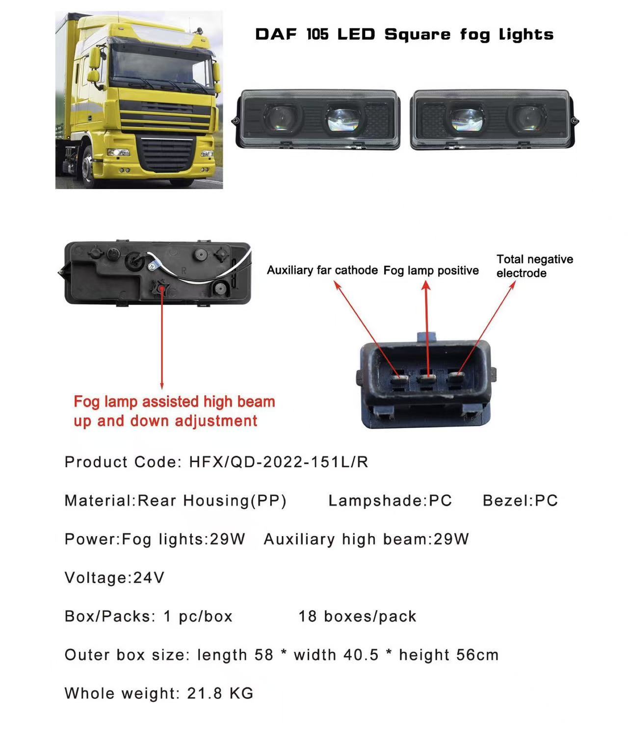 DAF 105 LED front headlights and fog lights