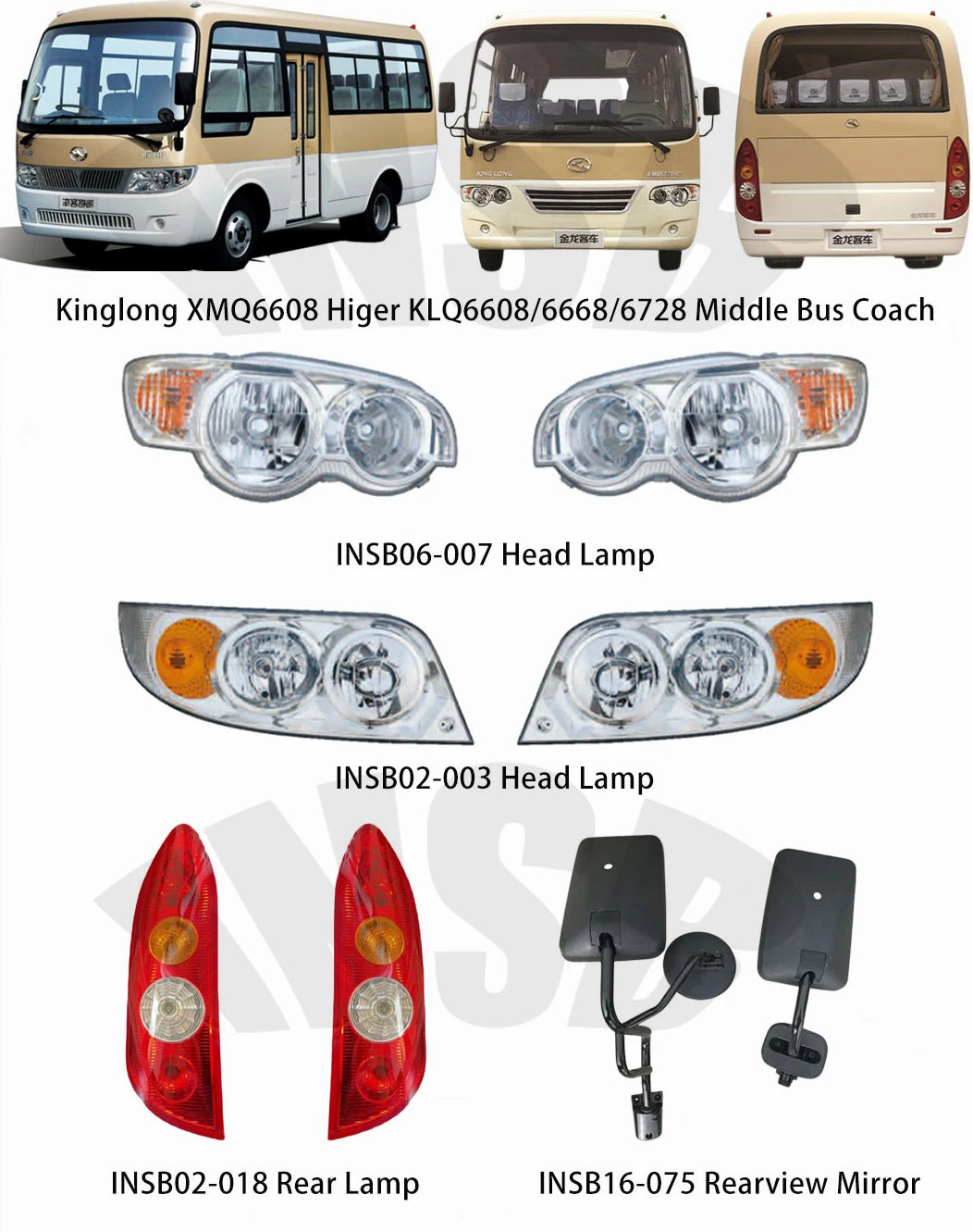 Head Lamp for Higer KLQ6608 6668 6728 Kinglong XMQ6608 Bus Spare Parts Chinese Midibus Wholesale Middle Bus INSB06-007