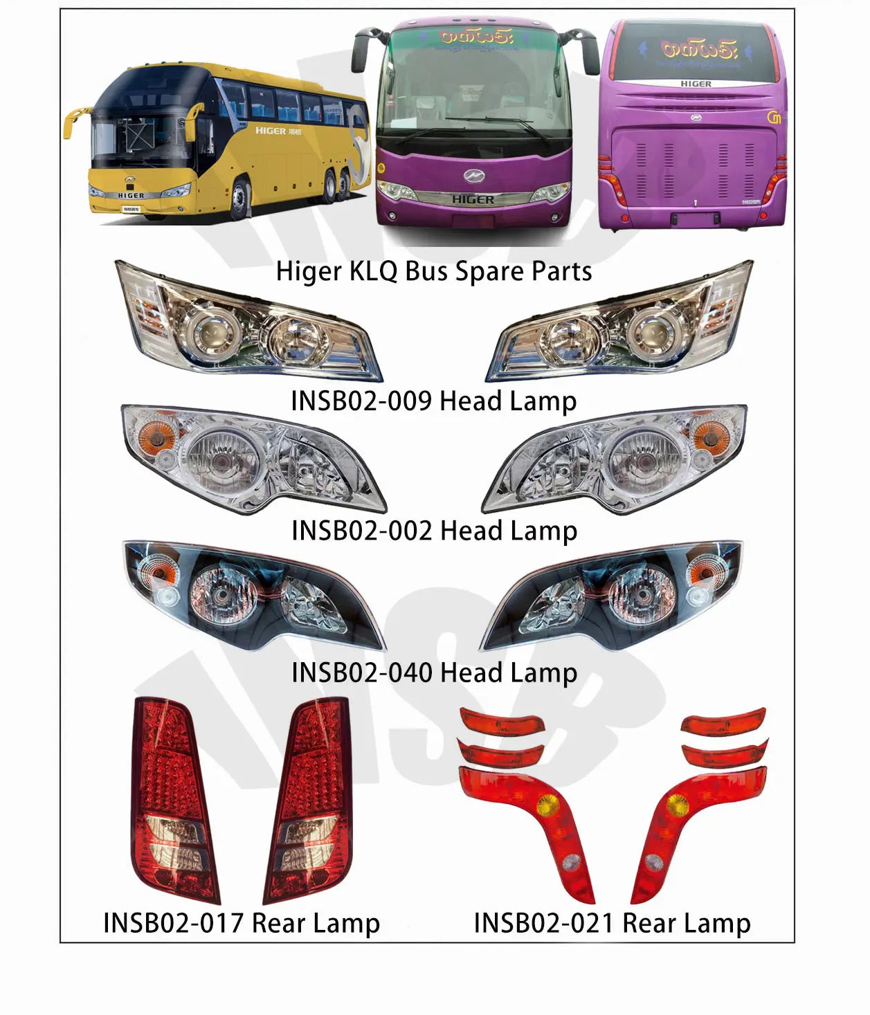 Rear Lamp for Higer KLQ6113 KLQ6142 KLQ6122 KLQ6896 KLQ6856 KLQ6826 Coach Bus Spare Parts INSB02-021