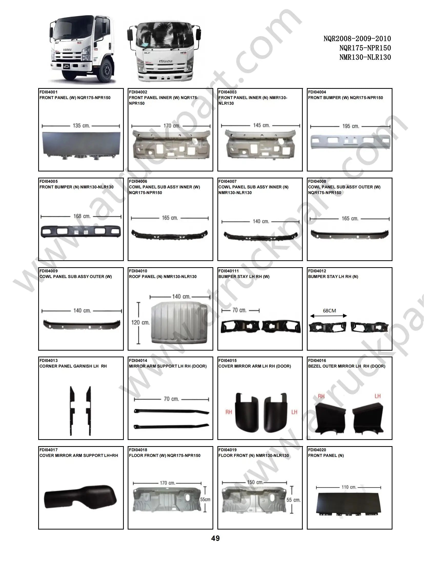 Cab Floor RH for ISUZU NPR 150 NQR 175 NMR 130 NLR 130 700P Truck Spare Body Parts