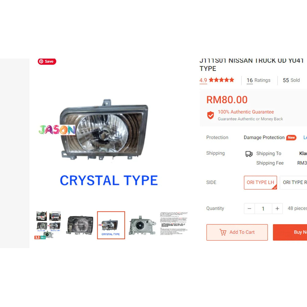 Crystal Headlamp RHD LH for NISSAN UD 40 CABSTAR Truck Spare Body Parts