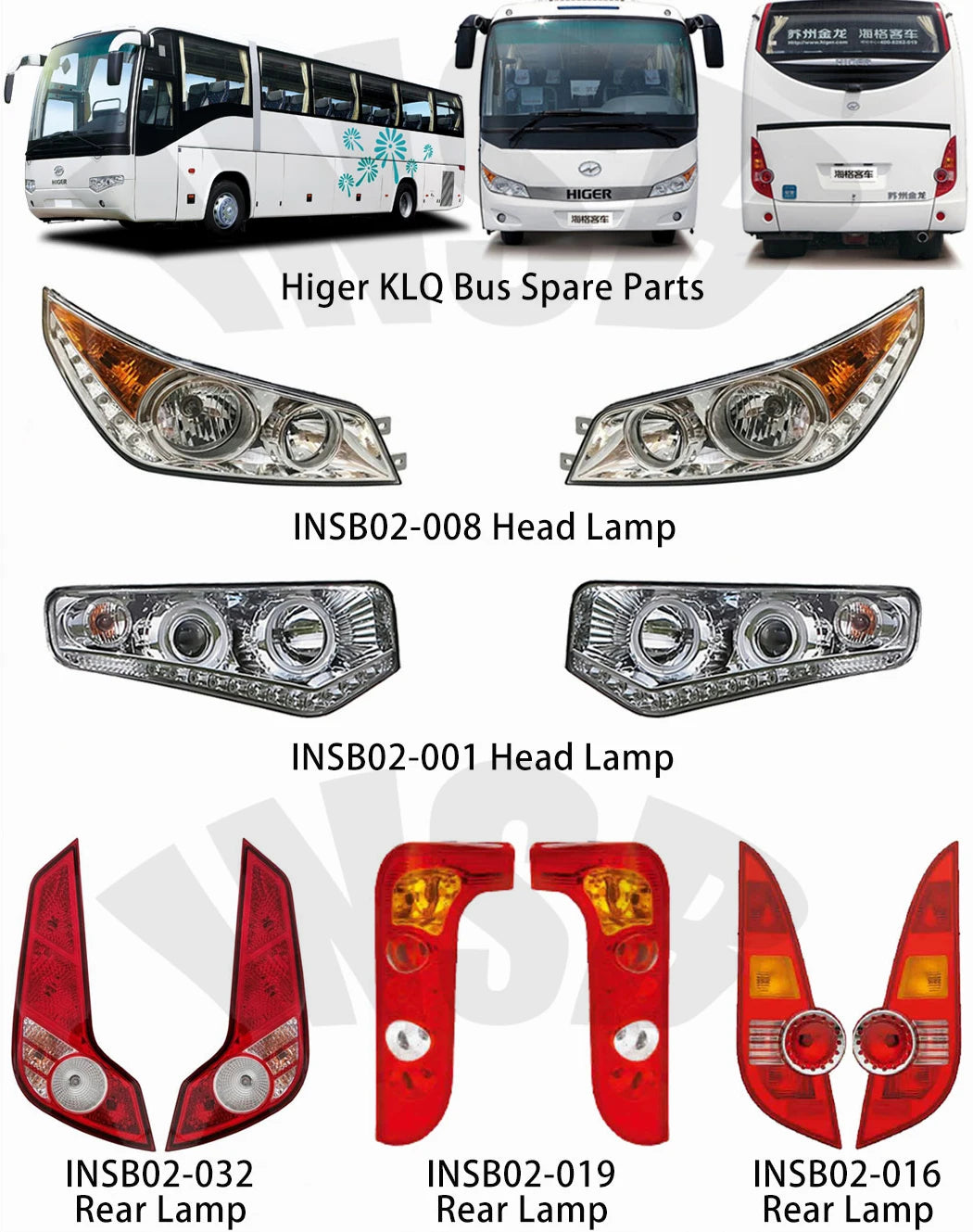Head Lamp for Higer KLQ6608 6668 6728 Kinglong XMQ6608 Bus Spare Parts Chinese Midibus Wholesale Middle Bus INSB06-007