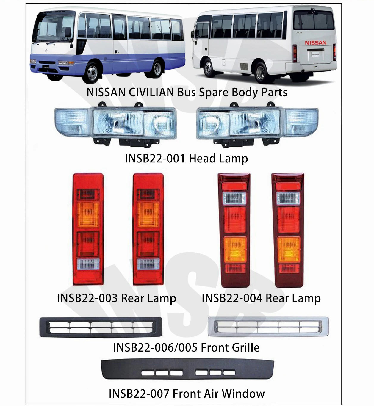 Coaster Bus Spare Parts Plastic Black Front Grille for Coaster Bus Minibus Parts INSB10-061B