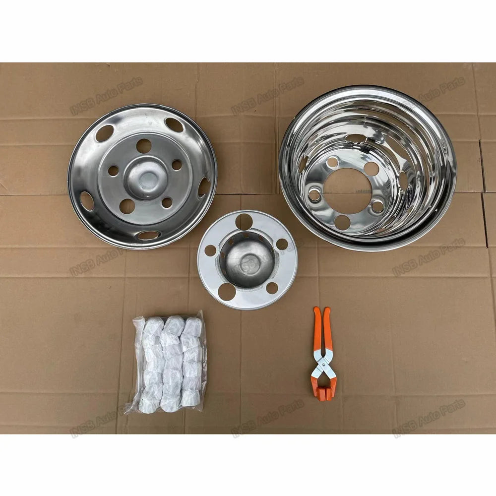 Coaster Bus Spare Parts 16 Inch 5 Holes Stainless Steel Wheel Cover Front and Back for Coaster Bus Minibus Parts INSB10-041