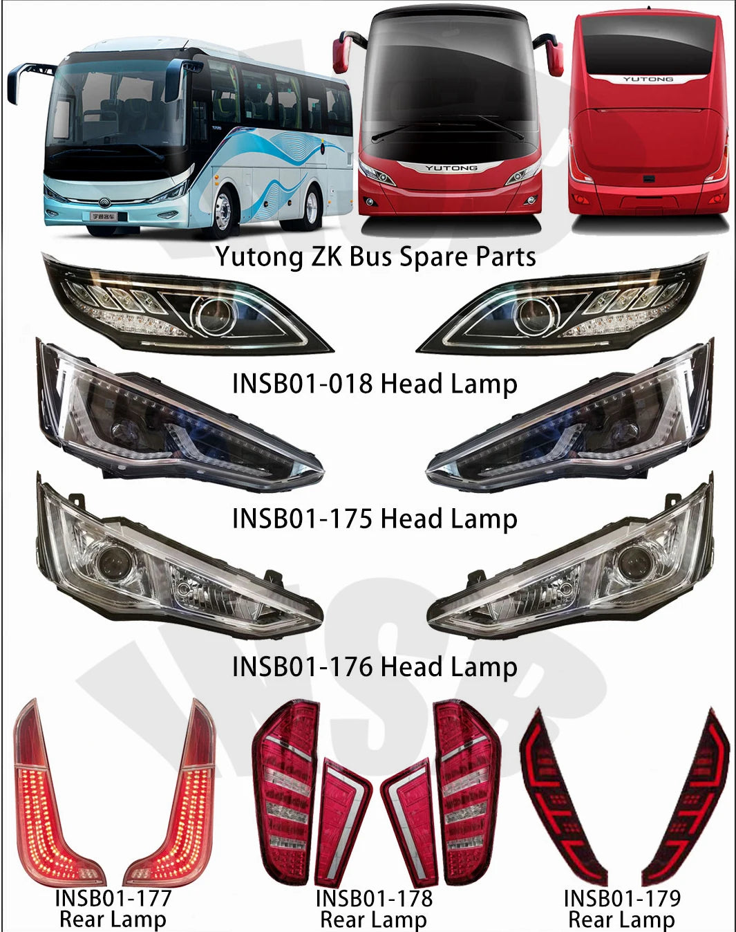 Bus Head Lamp Front Head Light Yvtong ZK6108 ZK6146 ZK6799 ZK6859 Bus Parts Coach Bus Parts INSB01-029