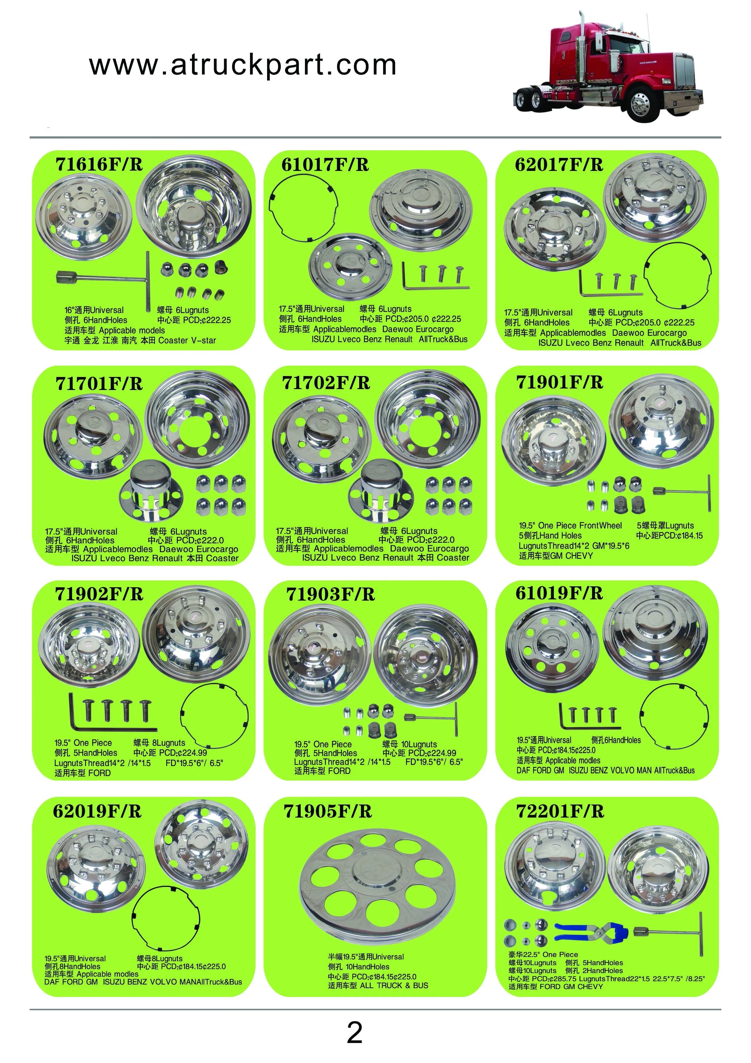 Chrome Wheel Nut Cover Wheel Bolt Cap for HINO ISUZU FUSO NISSAN UD Truck