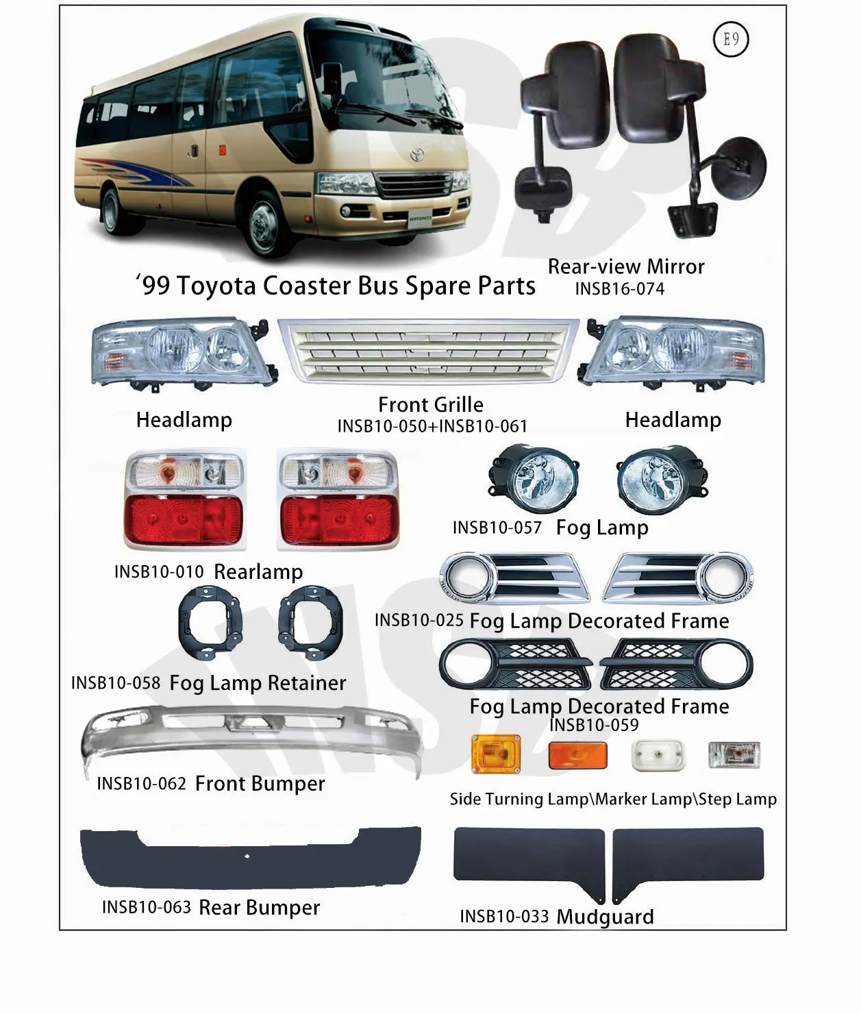 Sliver Color Rear Lamp for Coaster Bus Spare Parts INSB10-010