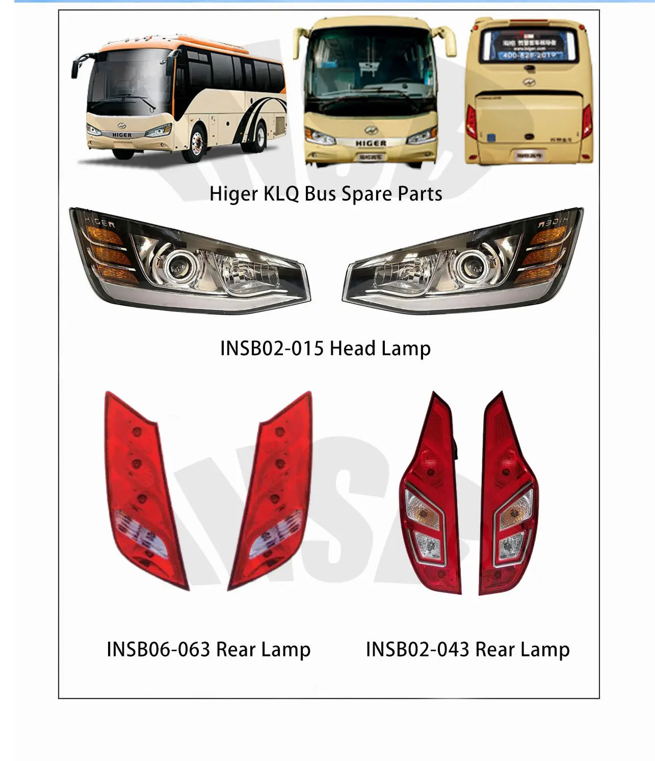 Head Lamp for Higer KLQ6608 KLQ6668 KLQ6728 Bus Parts Chinese Middle Bus Midibus INSB06-007