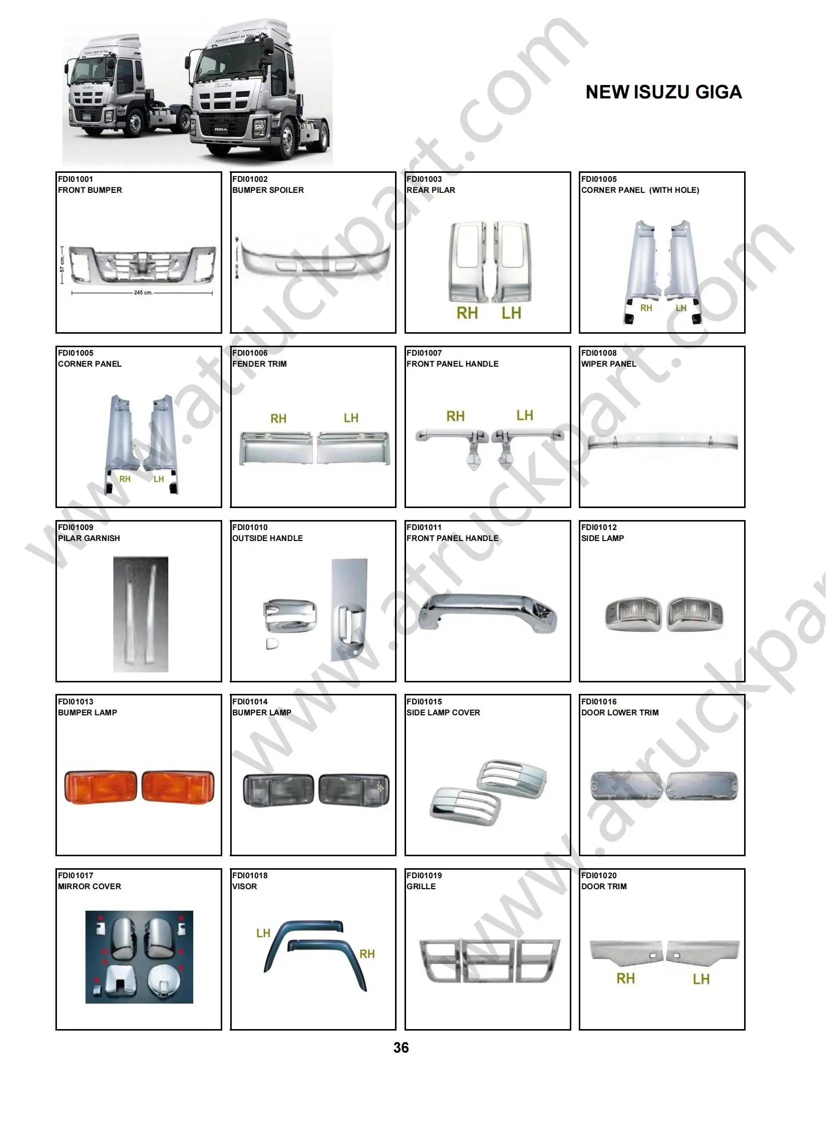 Chrome Door Garnish LH for ISUZU NEW GIGA