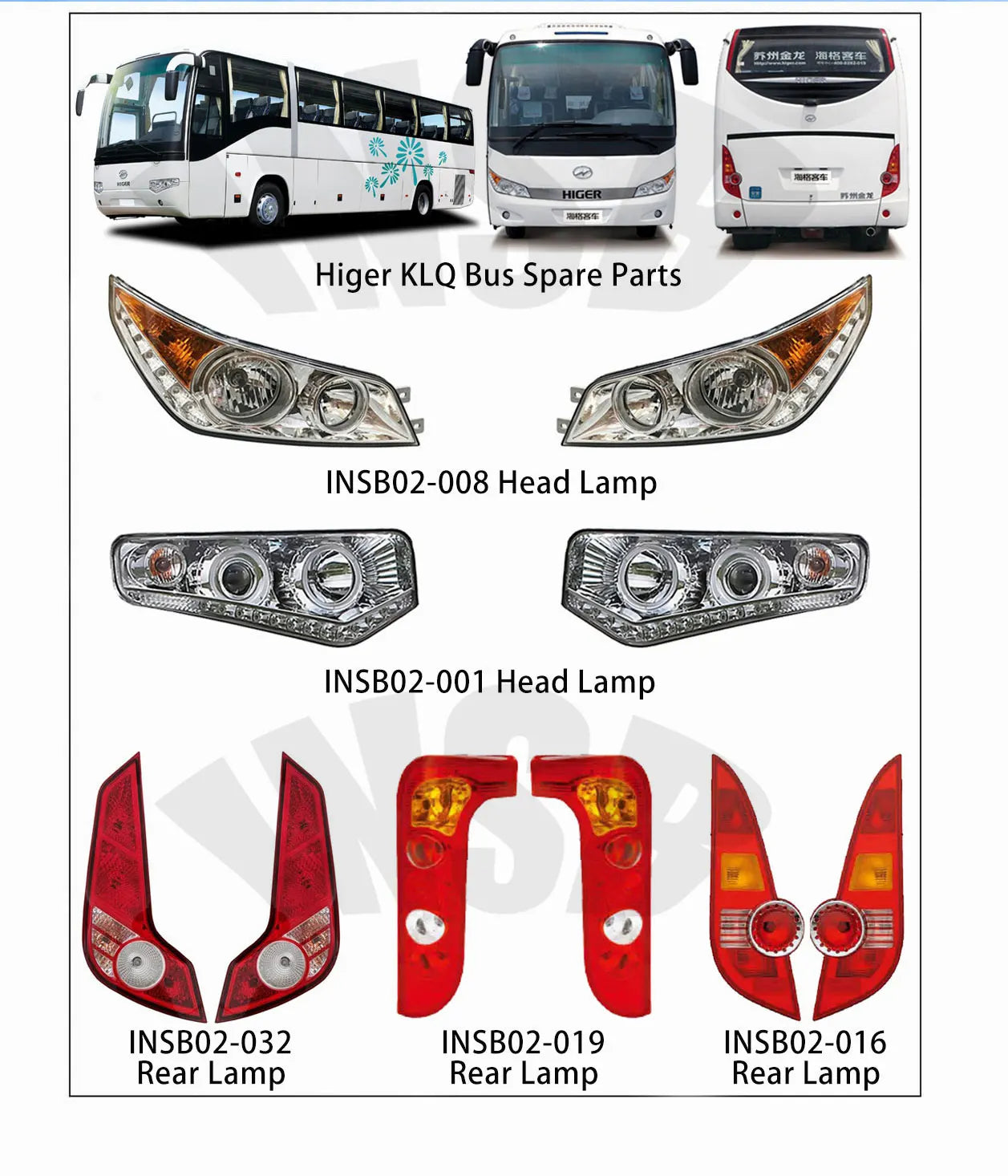Rear Lamp for Higer KLQ6148 KLQ6138 KLQ6129 KLQ6128 KLQ6123 KLQ6938 KLQ6798 Coach Bus Spare Parts INSB02-019