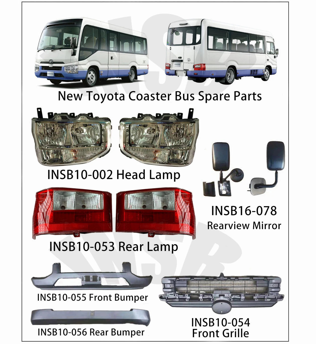 Coaster Bus Spare Parts Plastic Black Front Grille for Coaster Bus Minibus Parts INSB10-061B