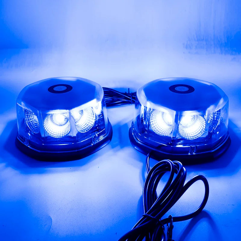 High-brightness COB flashing mushroom light, truck strong magnetic ceiling warning light, one drag and two open, round flashing warning light