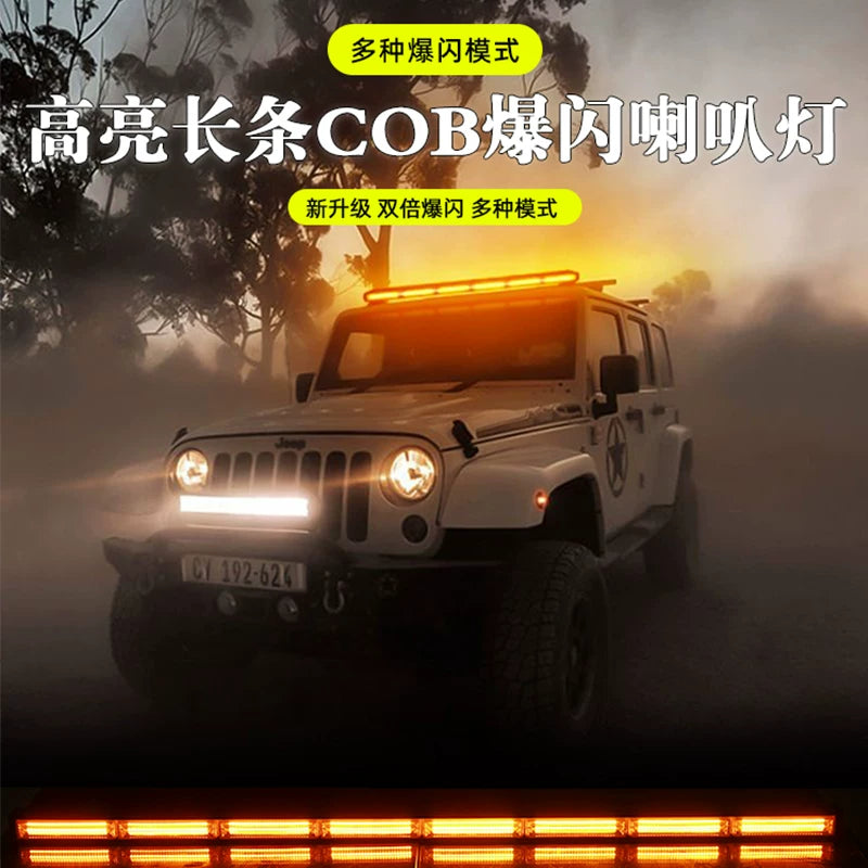 Truck warning light, roof strong magnetic COB long strip flashing light, strong light engineering vehicle wrecker flashing light, horn light