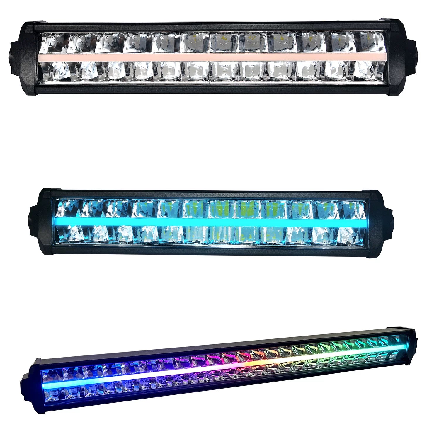 Car LED highlight double row front bar middle net strip spotlight truck off-road vehicle roof light RGB Symphony daytime running light