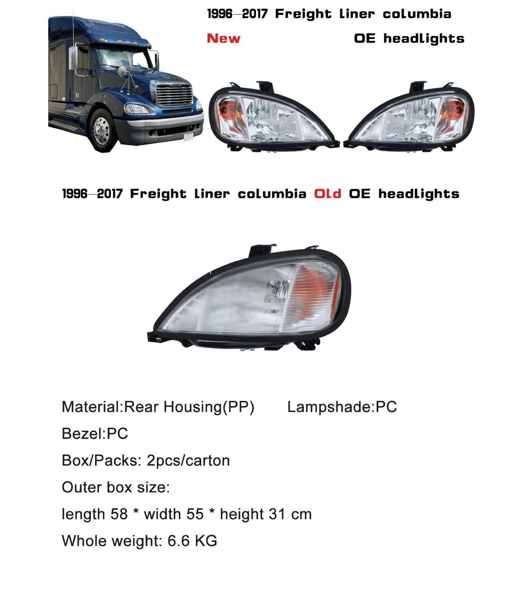 1996-2017 Freight Liner columbia  New OE headlights