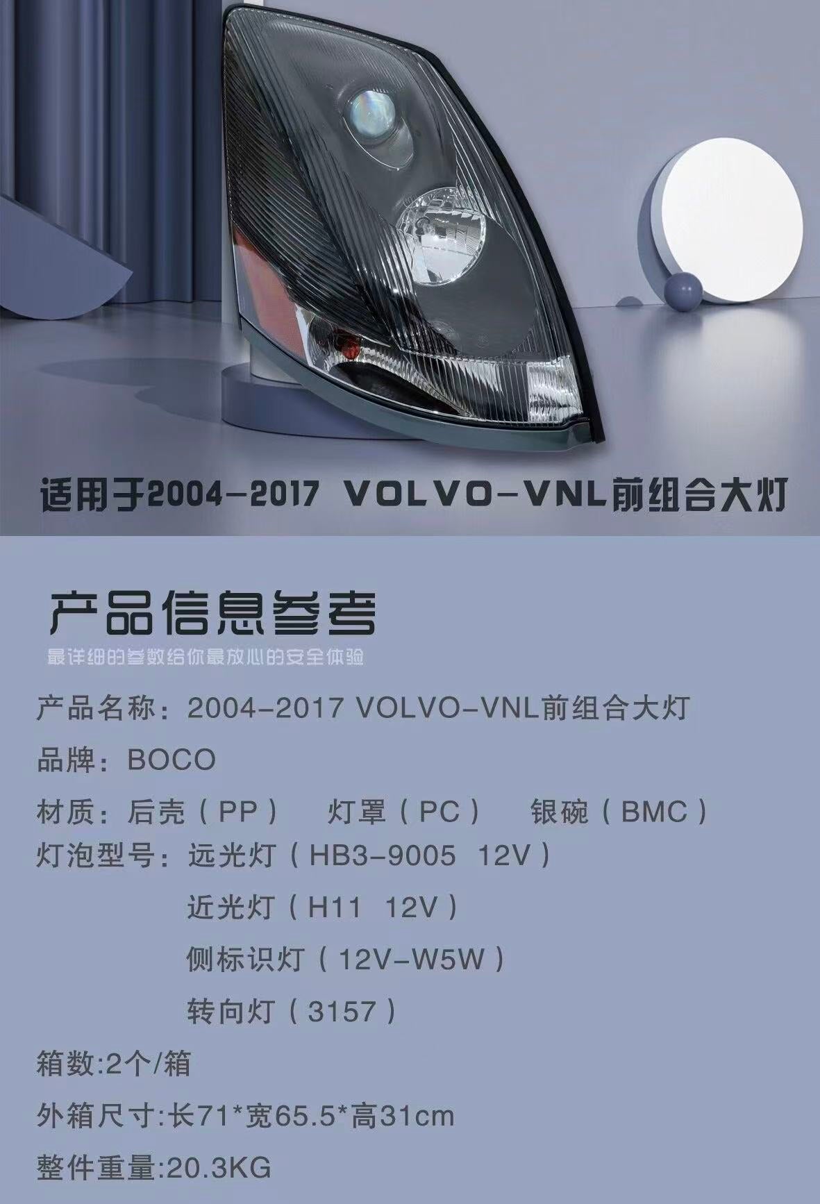 2004-2017 VOLVO VNL OE headlights