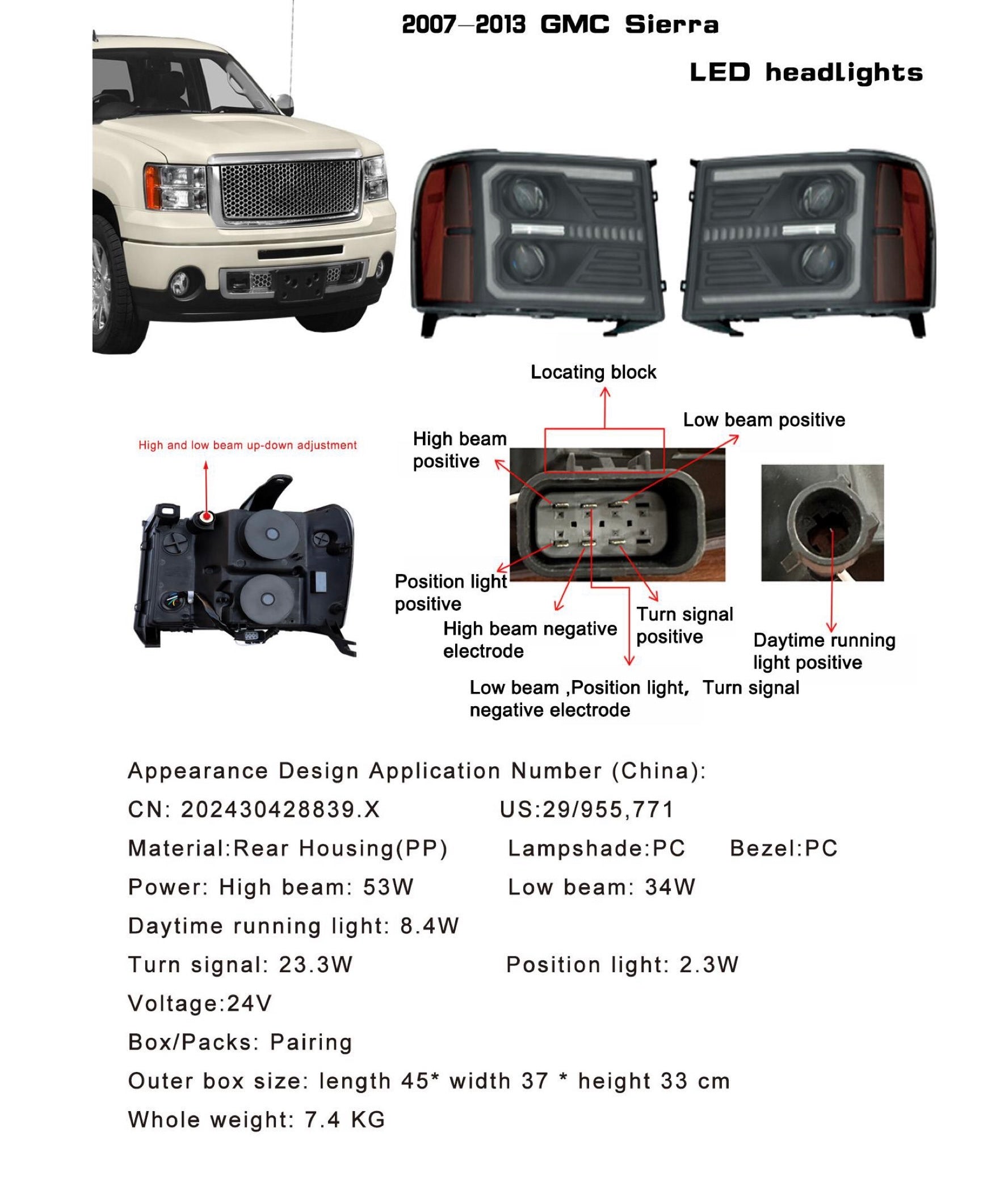 2007-2013 GMC Sierra LED headlights