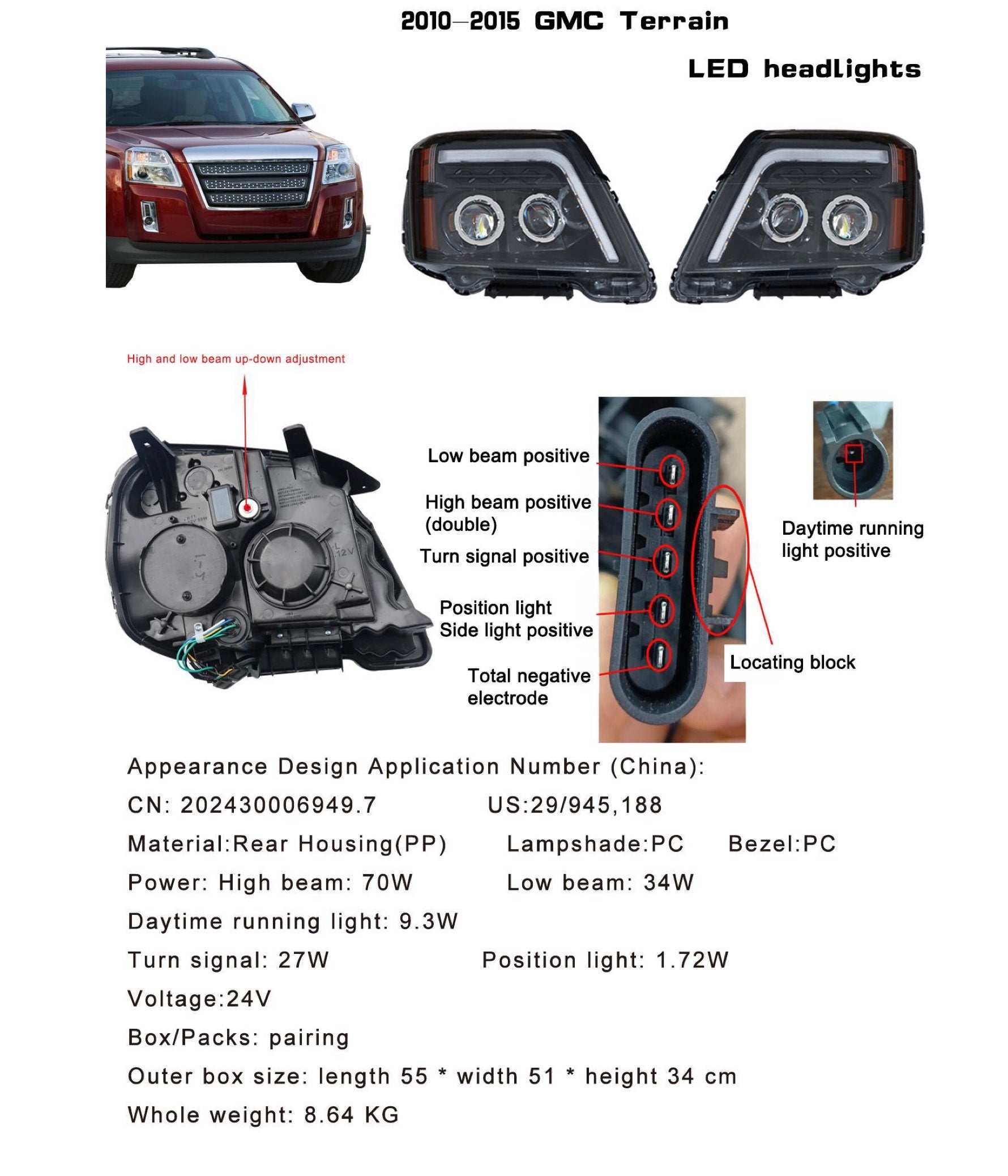 2010-2015 GMC Terrain LED headlights