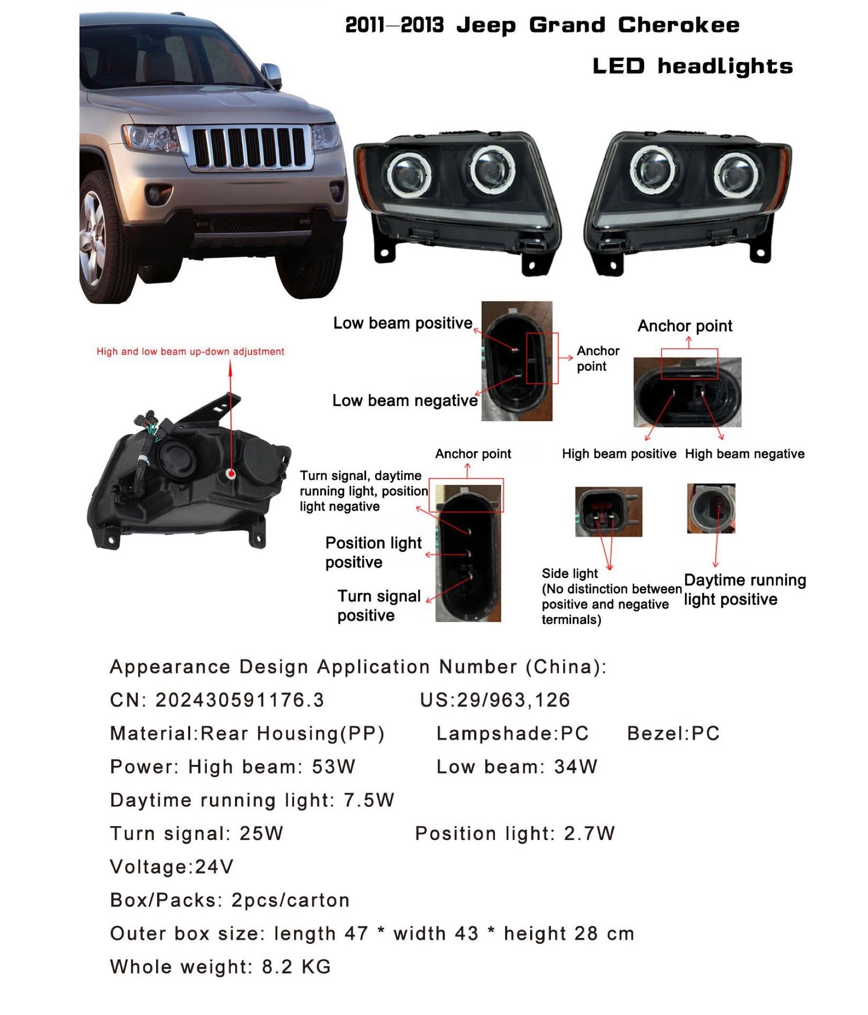 2011-2013 Jeep Grand Cherokee LED headlights