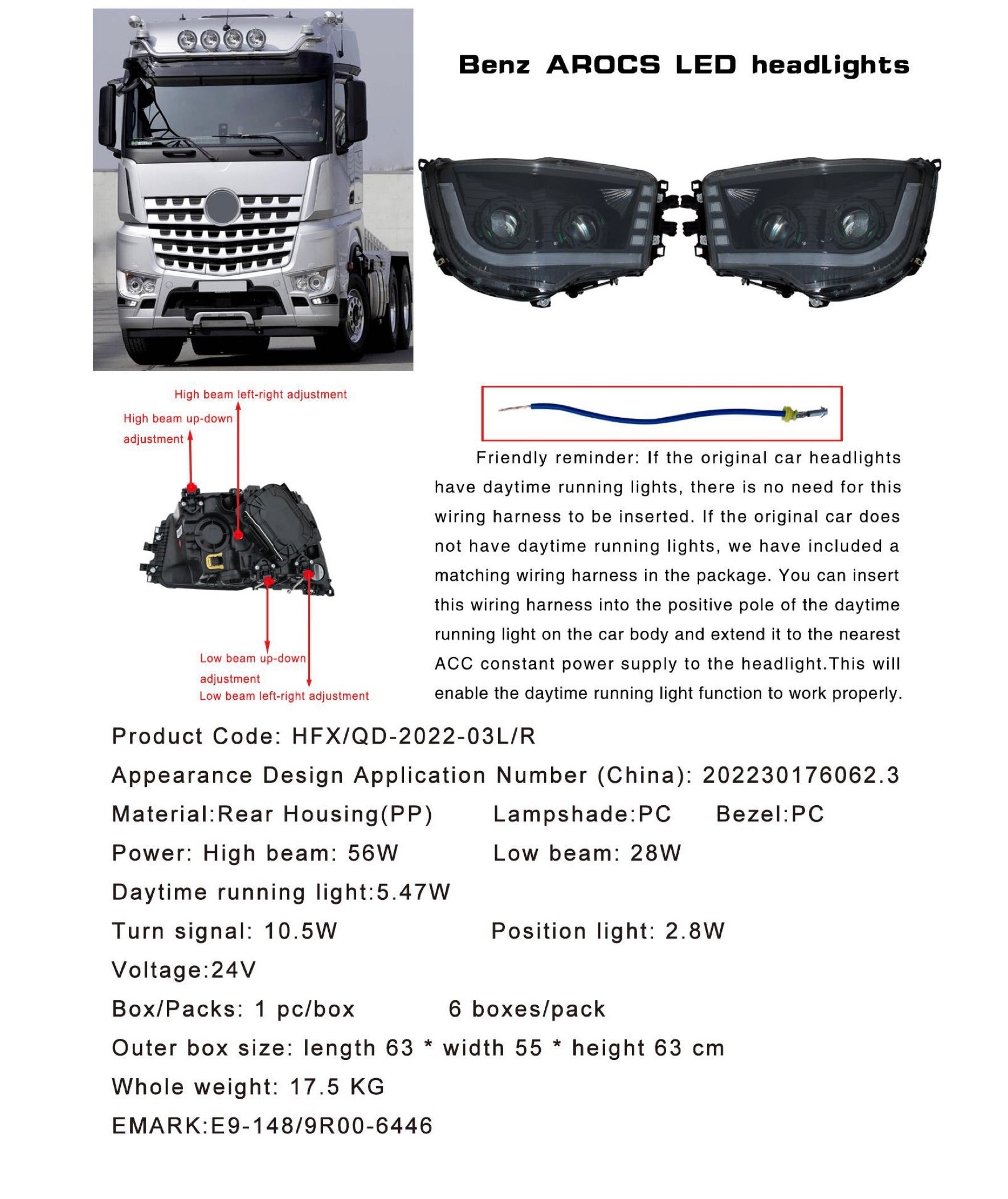 Benz AROCS LED headlights
