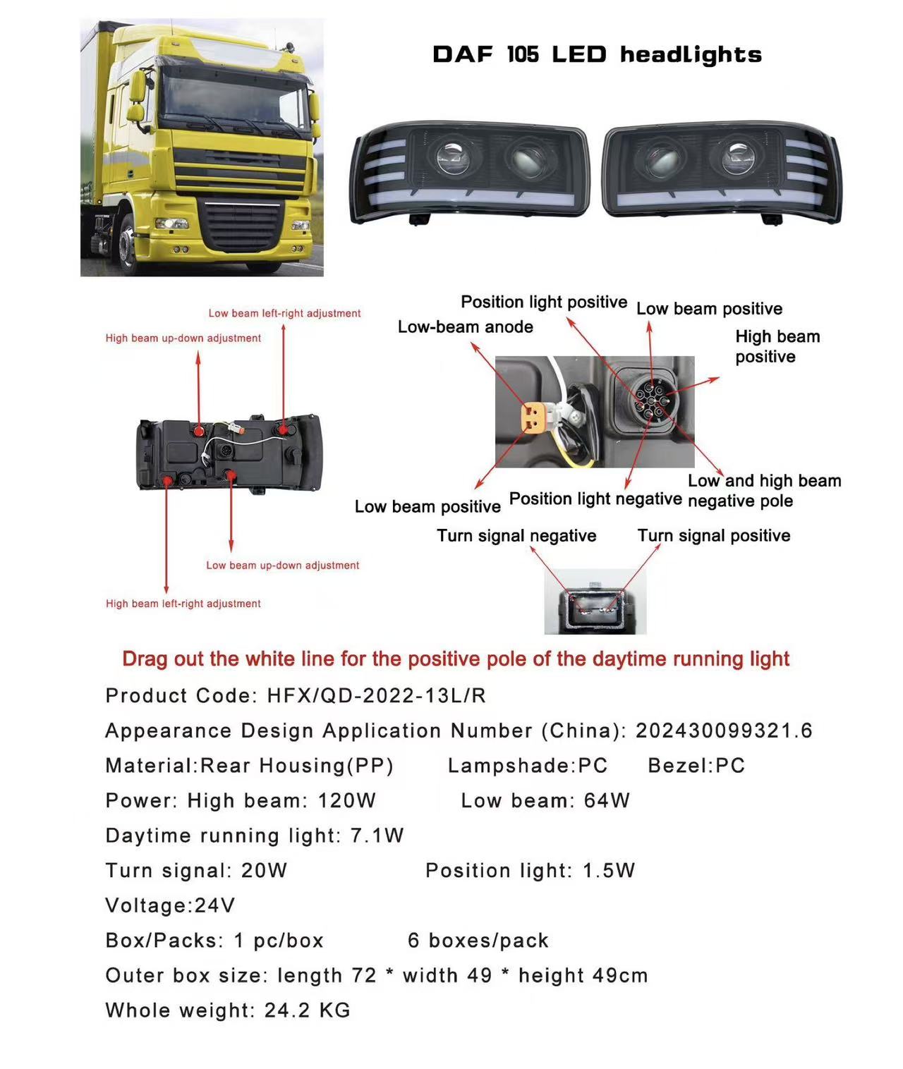 DAF 105 LED front headlights and fog lights