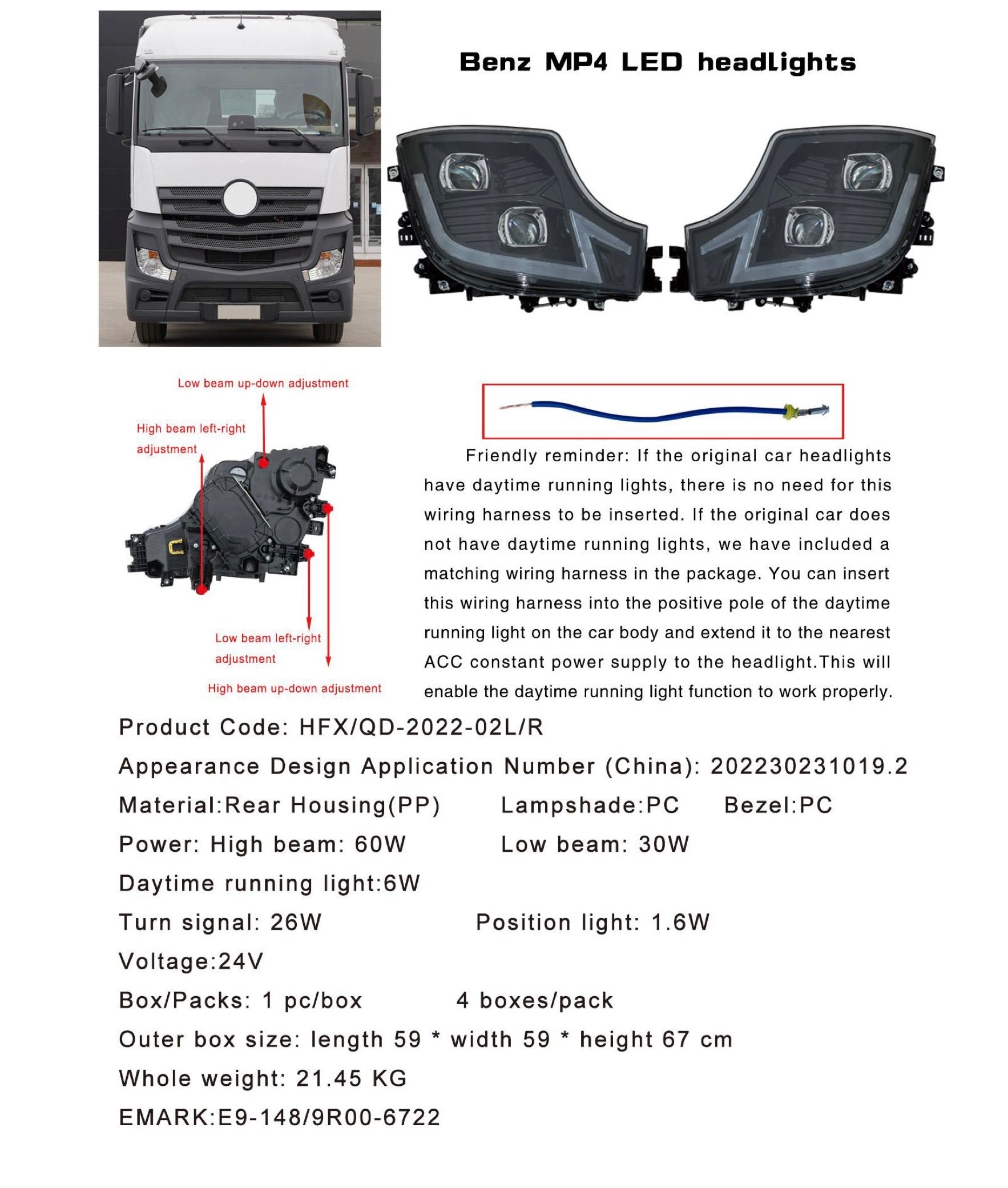 Benz MP4 LED headlights