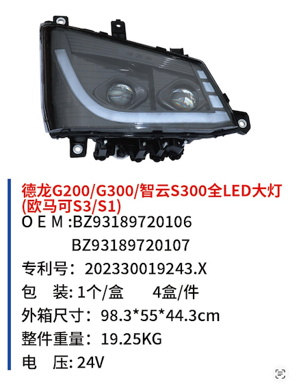 Delong G200/G300/Zhiyun S300 full LED headlights (Omarco S3/S1)