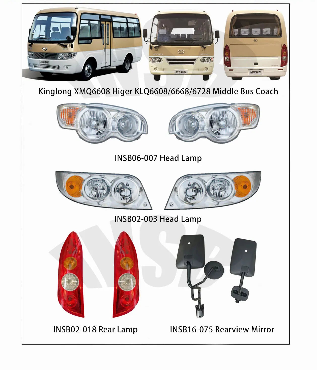 Head Lamp for Higer KLQ6608 KLQ6668 KLQ6728 Bus Parts Chinese Middle Bus Midibus INSB06-007