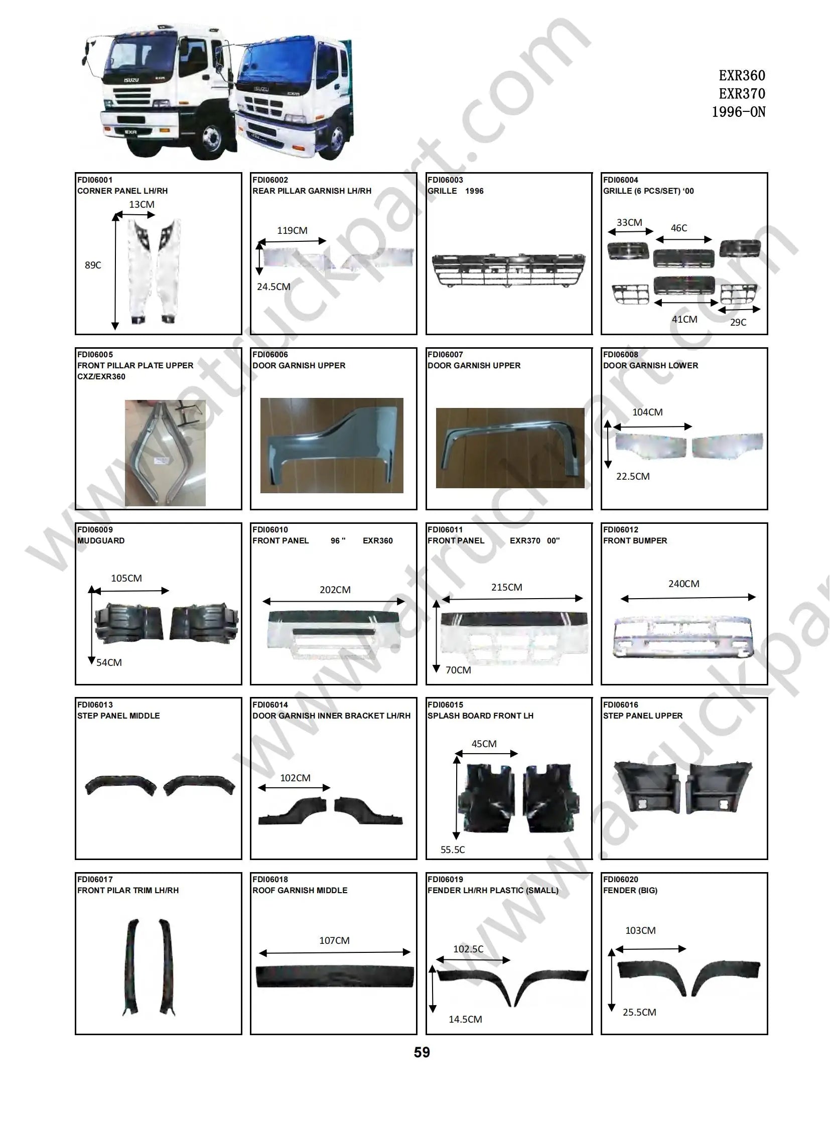 Corner Panel LHD LH 80cm for ISUZU EXR360 EXR370