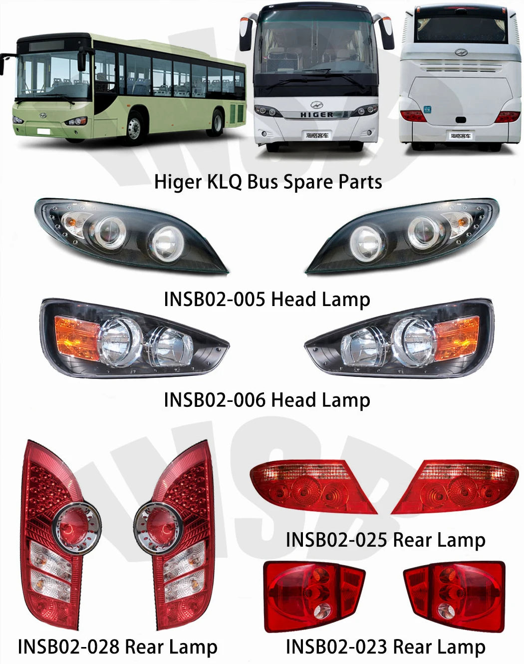 Head Lamp for Higer KLQ6729 KLQ6759 KLQ6756 KLQ6840 Coach Bus Spare Parts INSB02-043