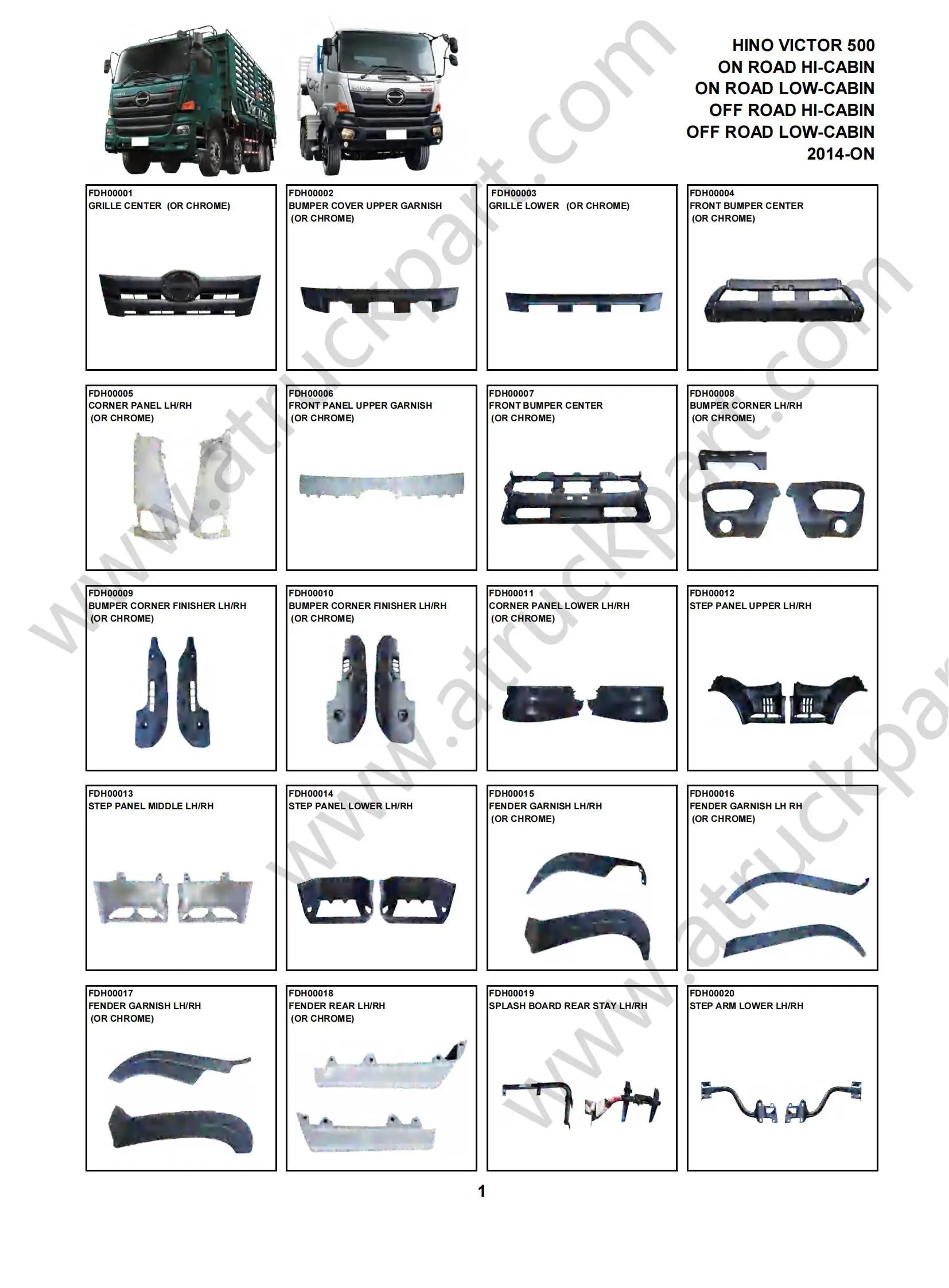 Chrome Upper Grille 175cm for Hino Victor 500  Truck Spare Body Parts