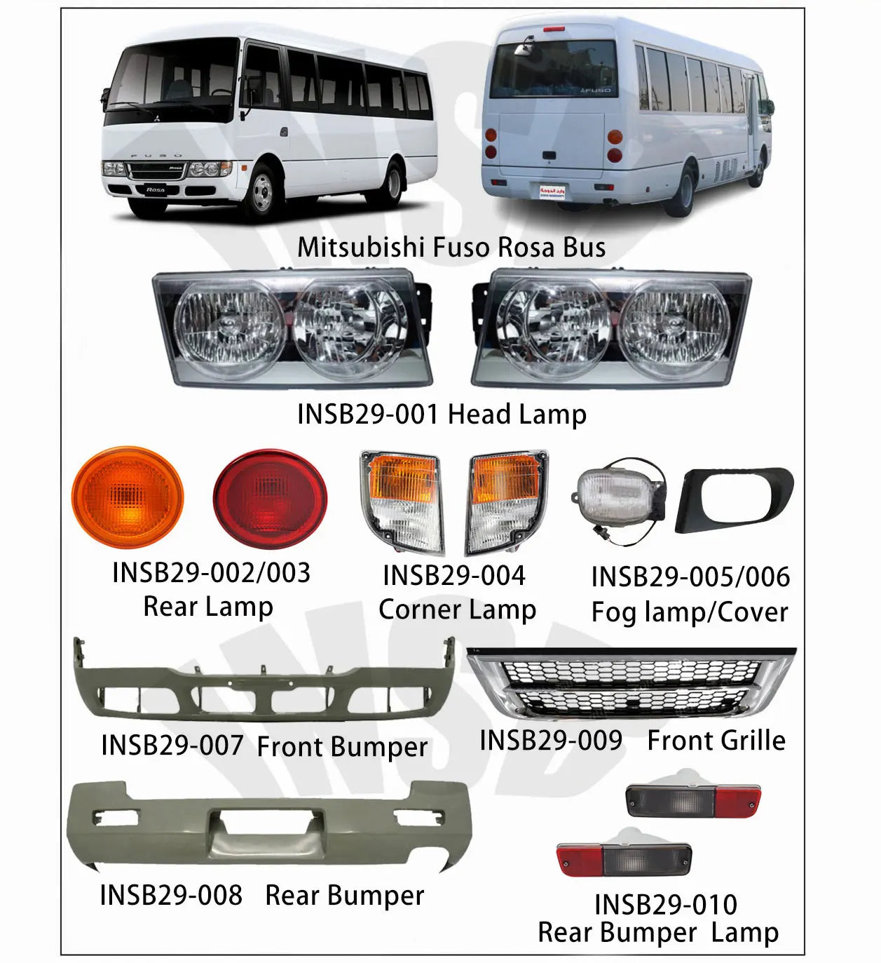 Front Fog Lamp for Mitsubishi Fuso Rosa Bus Spare Parts INSB29-005