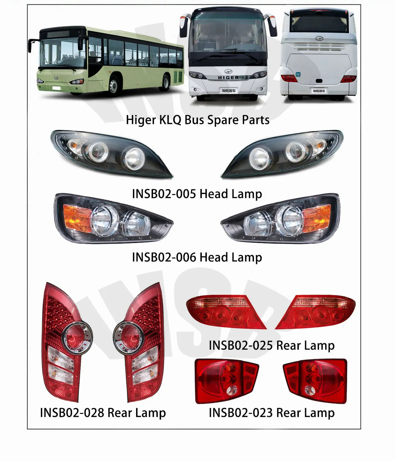 Rear Lamp for Higer KLQ6127 KLQ6147 KLQ6125 KLQ6115 KLQ6119 KLQ6129 Coach City Bus Spare Parts INSB02-025