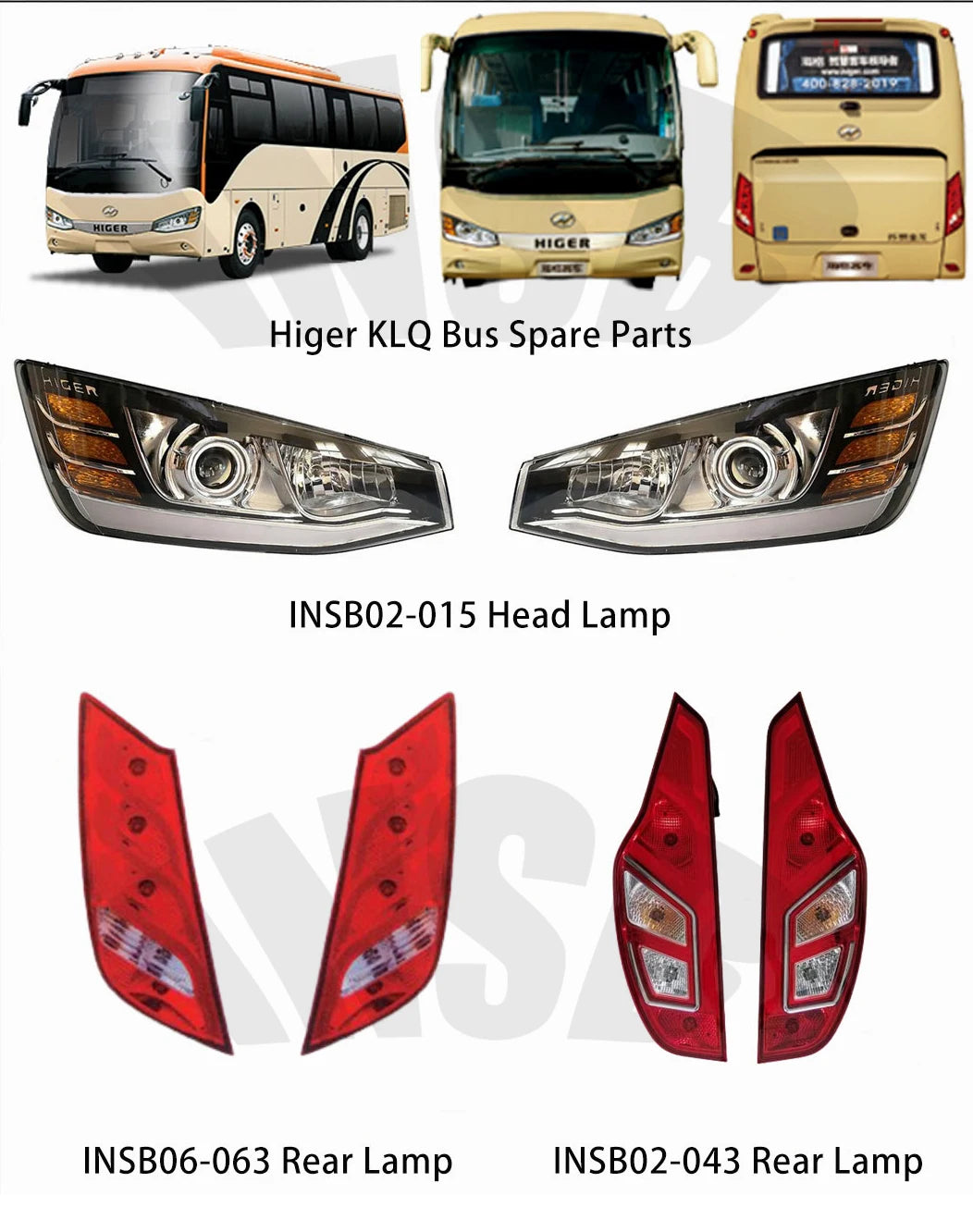 Head Lamp for Higer KLQ6113 KLQ6142 KLQ6122 KLQ6896 KLQ6856 KLQ6826 Coach Bus Spare Parts INSB02-002