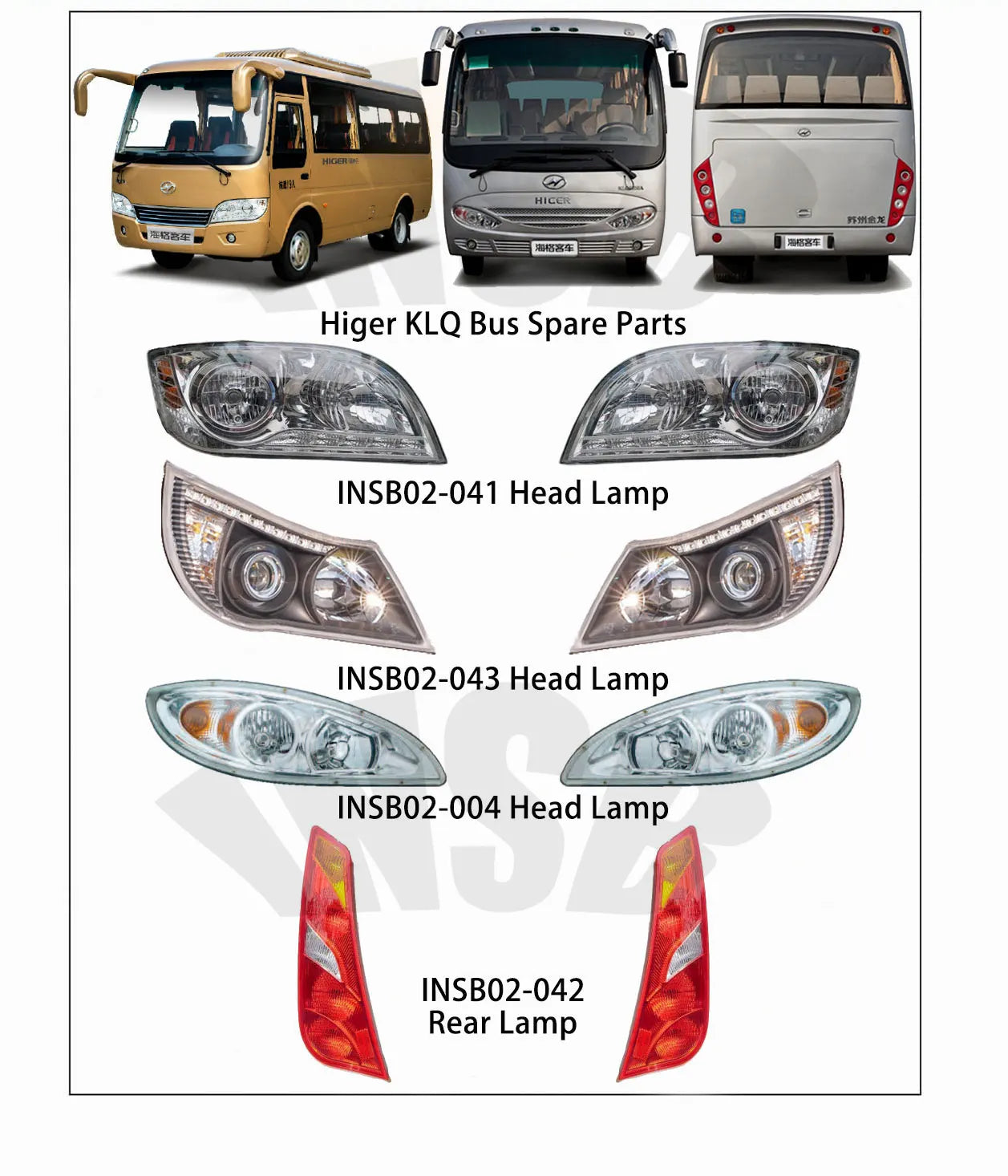 Head Lamp for Higer KLQ6729 KLQ6759 KLQ6756 KLQ6840 Coach Bus Spare Parts INSB02-043