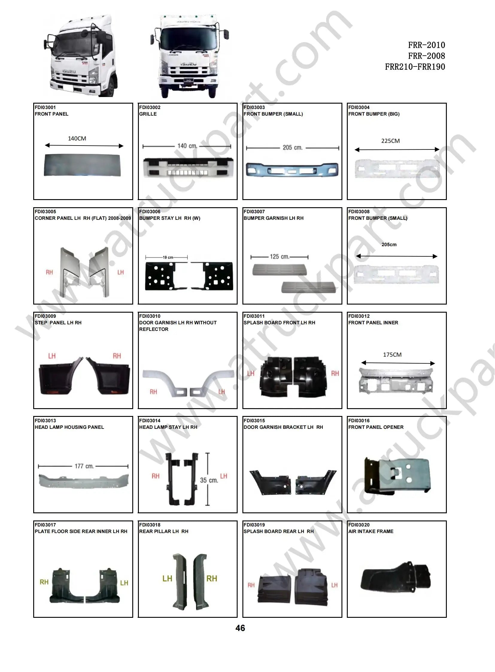 Step Panel LH (with Reflector) for ISUZU FRR210 FRR190 Truck Spare Body Parts