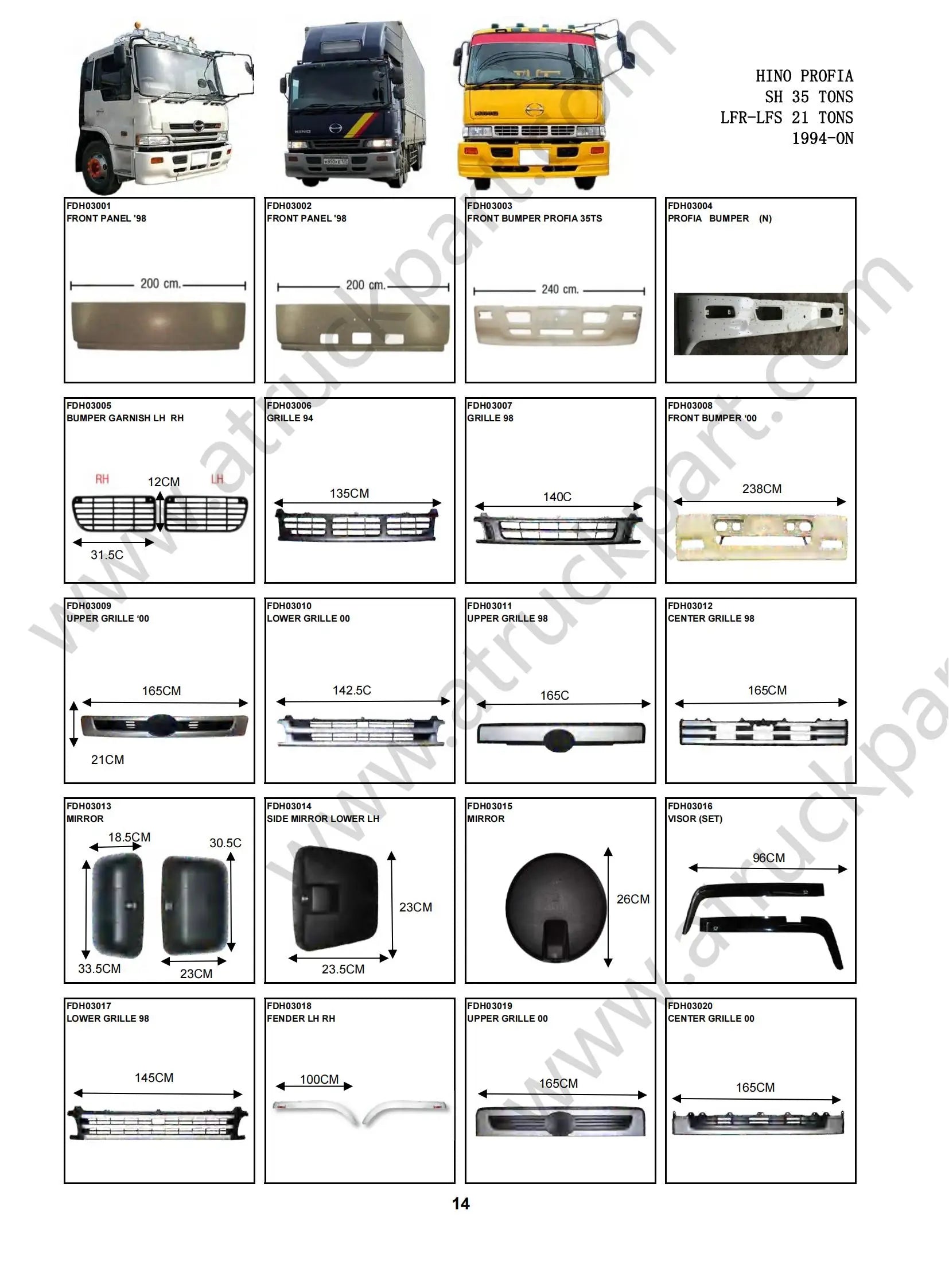 Catfish Light (small) Yellow for HINO ISUZU FUSO NISSAN UD Truck Spare Body Parts