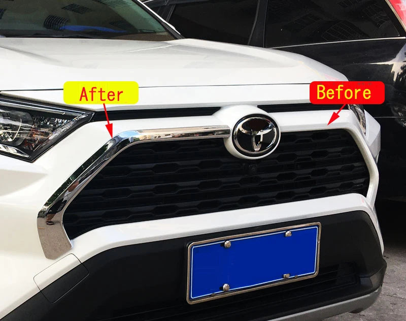 Chrome Car Exterior Accessories Kits for TOYOTA RAV4 2019 2020 Front Bumper Decoration Cover Grille Trim Strips Grill Cover