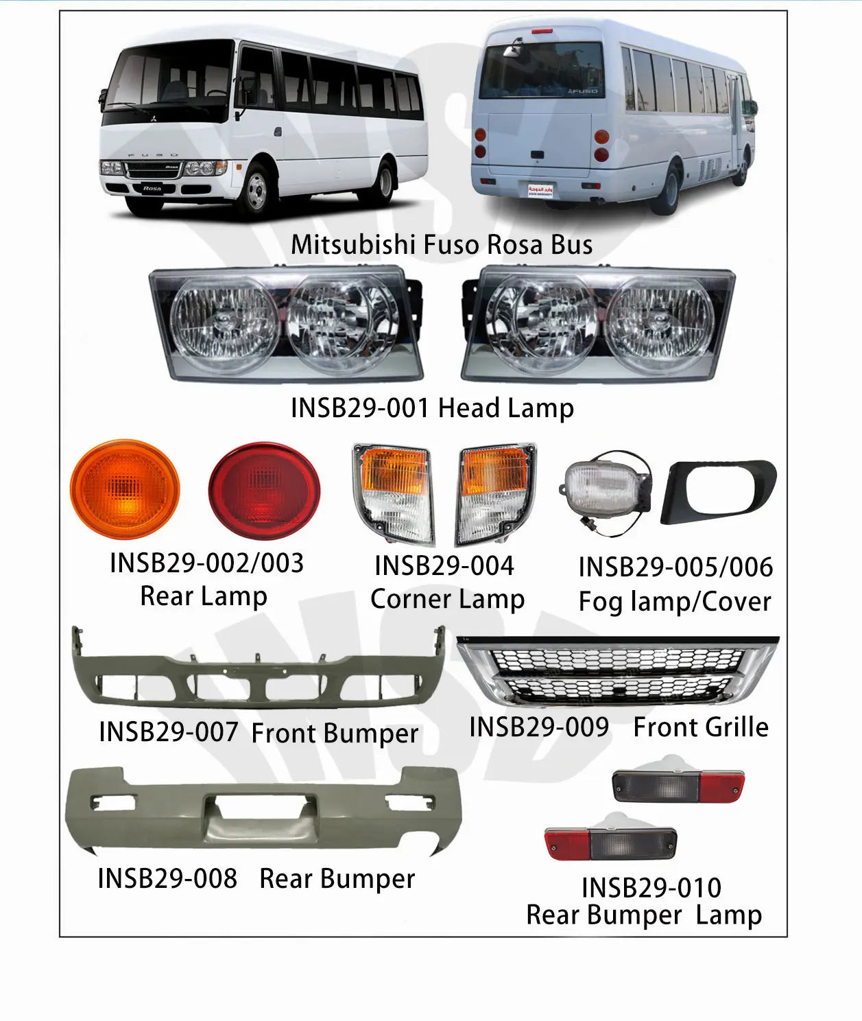 Front Fog Lamp Case Mitsubishi Fuso Rosa Bus Spare Parts INSB29-006