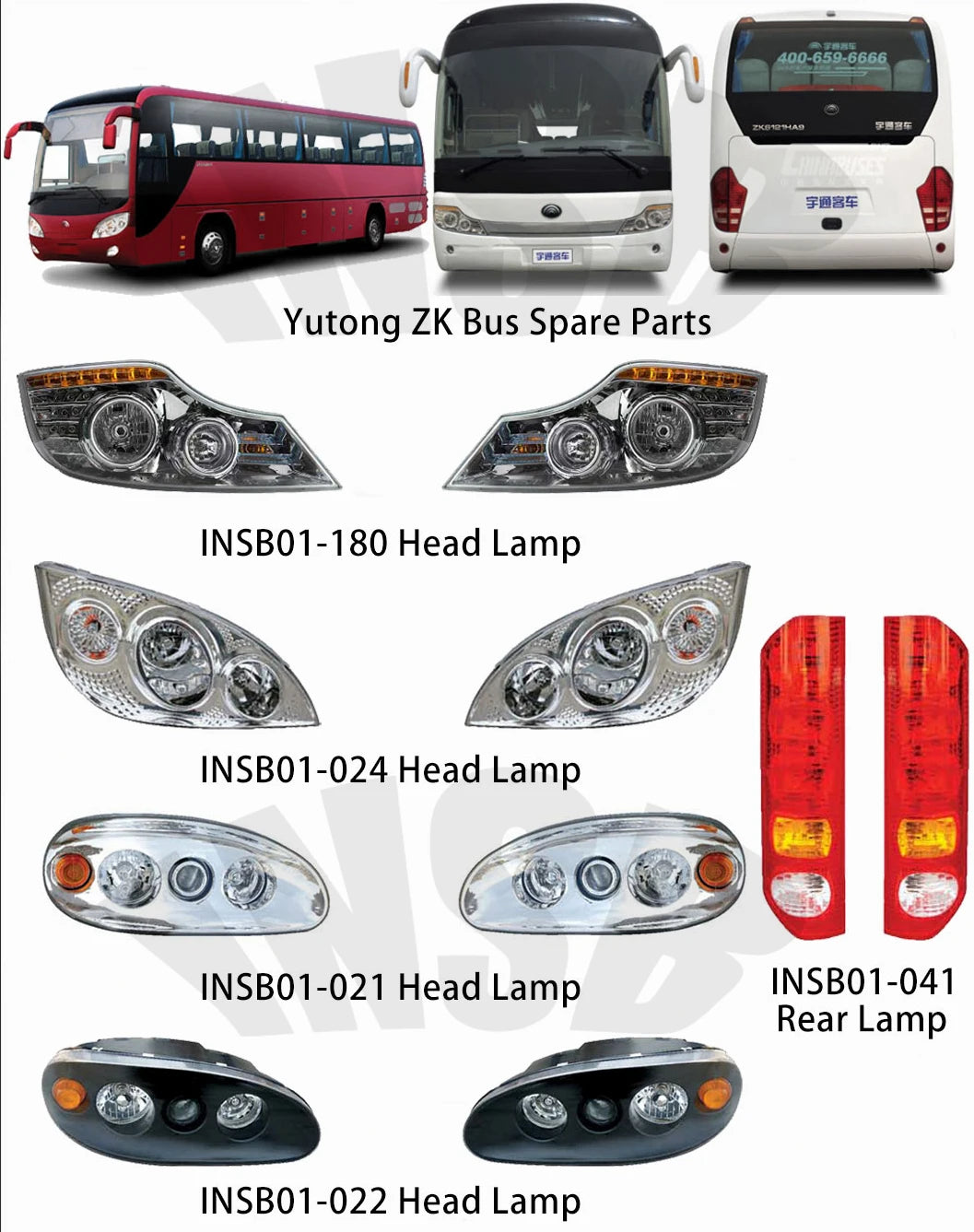 ZK6118 ZK6120 ZK6121 Bus Head Lamp Front Head Light Yvtong Bus Parts Coach Bus Parts INSB01-024