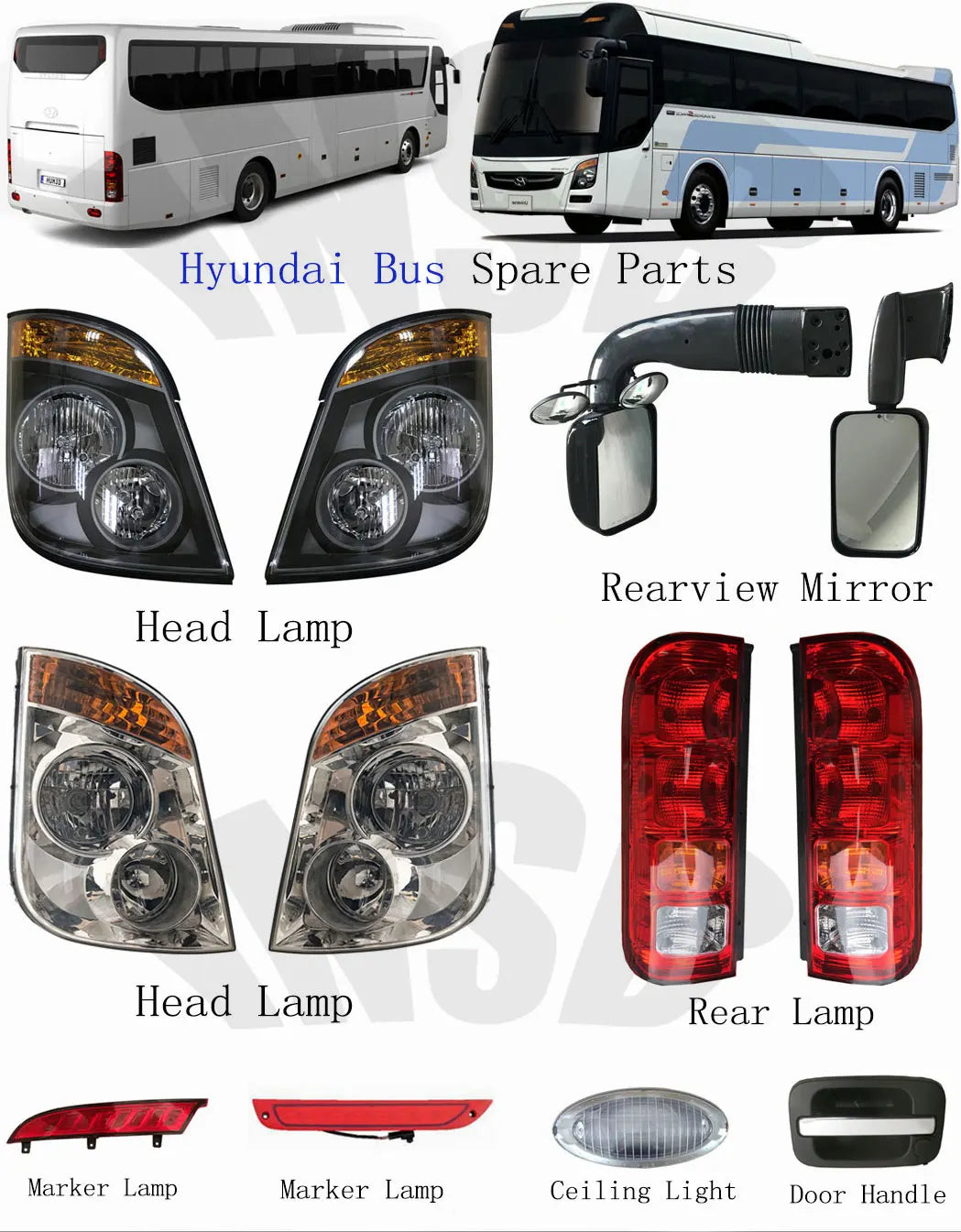 Korea Bus Spare Parts Head Lamp Front Head Light for Hyundai Bus Spare Parts
