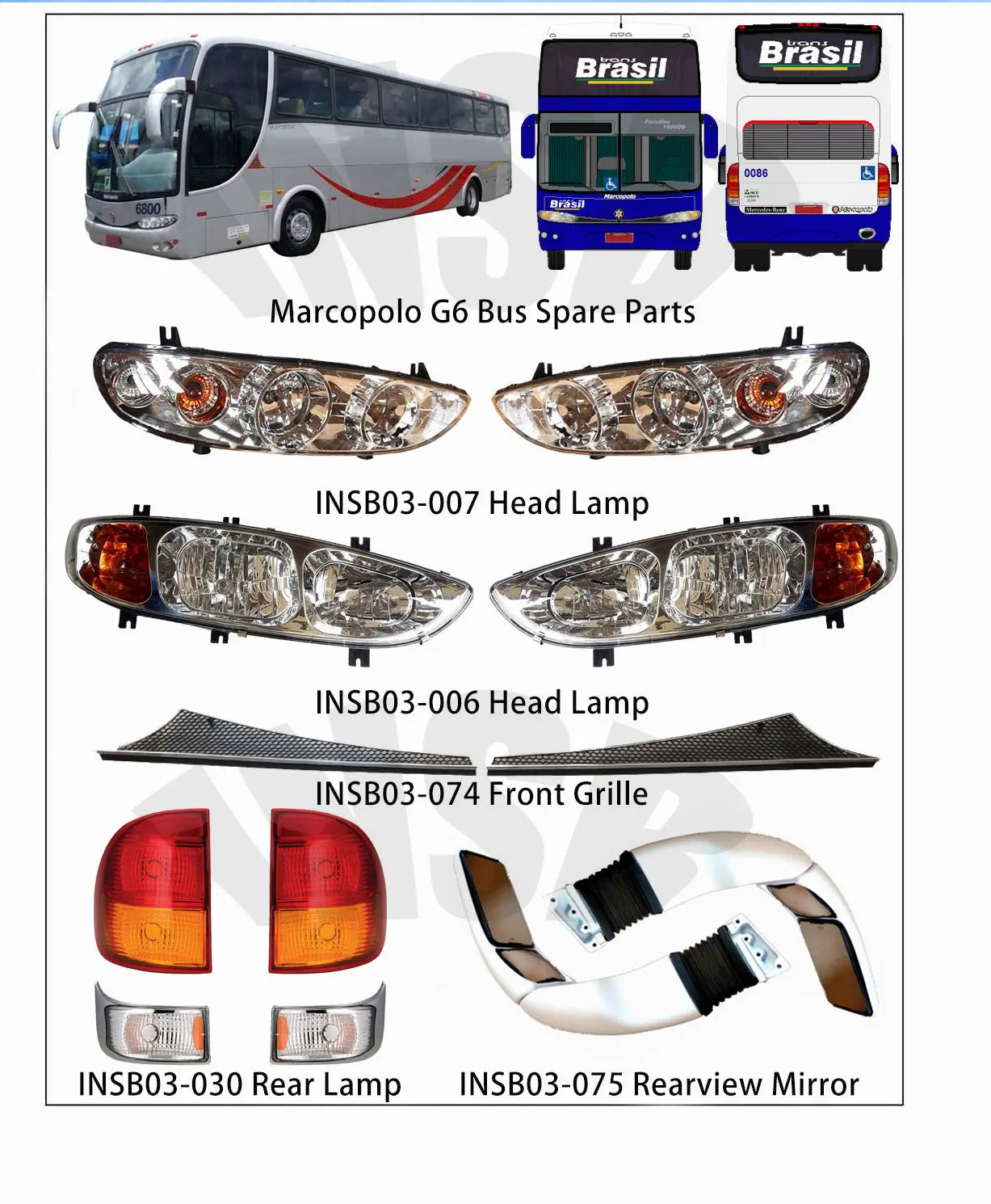 Headlamp Trim Frame for Marcopolo G7 Bus INSB03-051