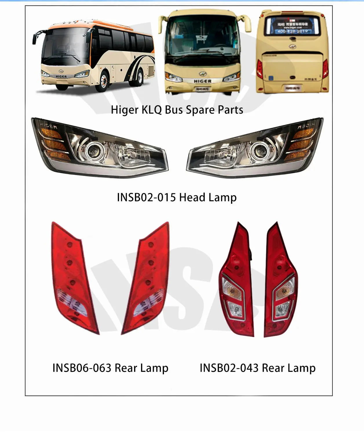 Rear Lamp for Higer KLQ6952 KLQ6852 KLQ6111 KLQ6932 KLQ6128 KLQ6121 Coach Bus Spare Parts INSB02-043