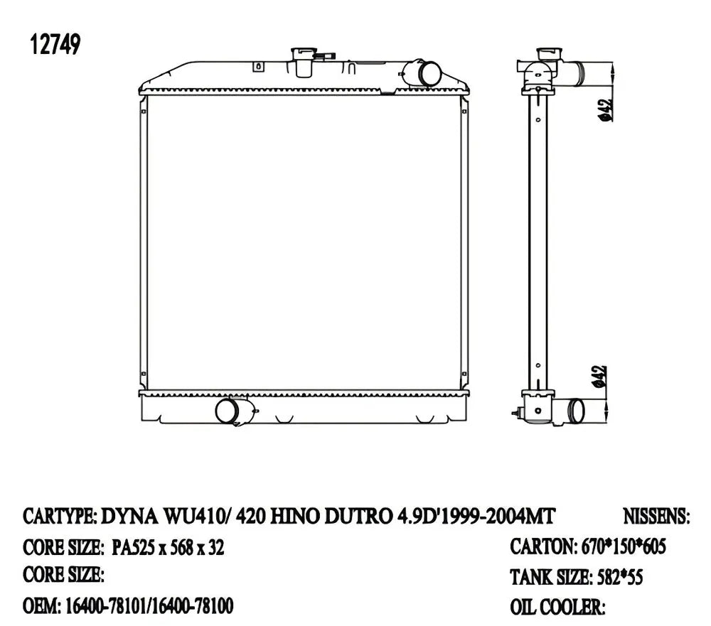 16400-78101 16400-78100 16400-78102 RADIADOR for Japanese Truck Spare Parts