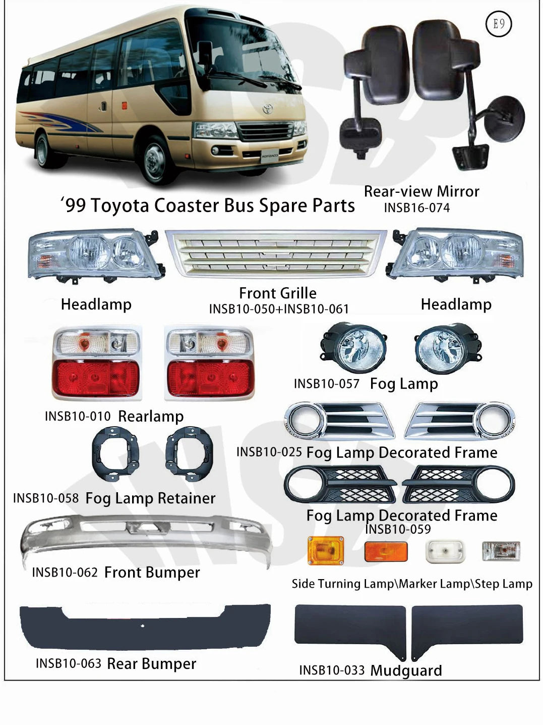 HeadLamp for Toyota Coaster Bus Spare Parts INSB10-050
