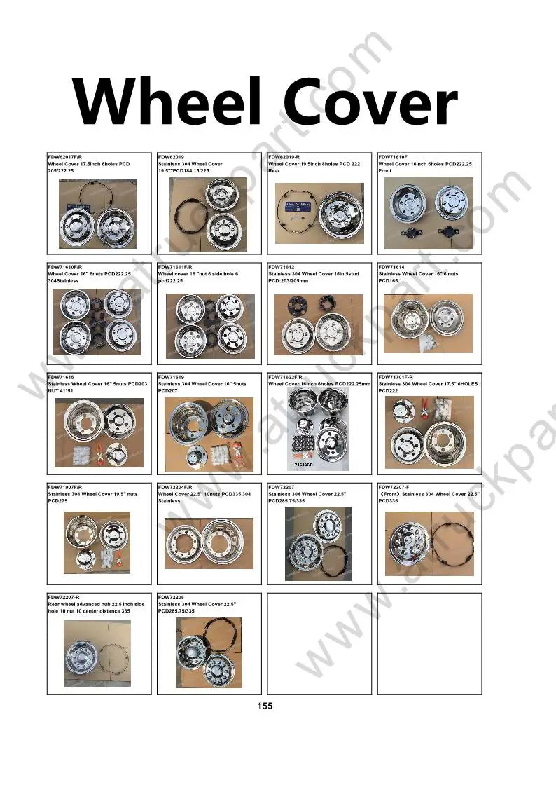 Chrome Wheel Cover 16inch  for HINO ISUZU FUSO NISSAN UD Truck