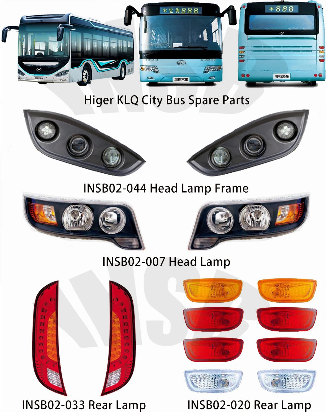 Head Lamp for Higer KLQ6608 6668 6728 Kinglong XMQ6608 Bus Spare Parts Chinese Midibus Wholesale Middle Bus INSB06-007