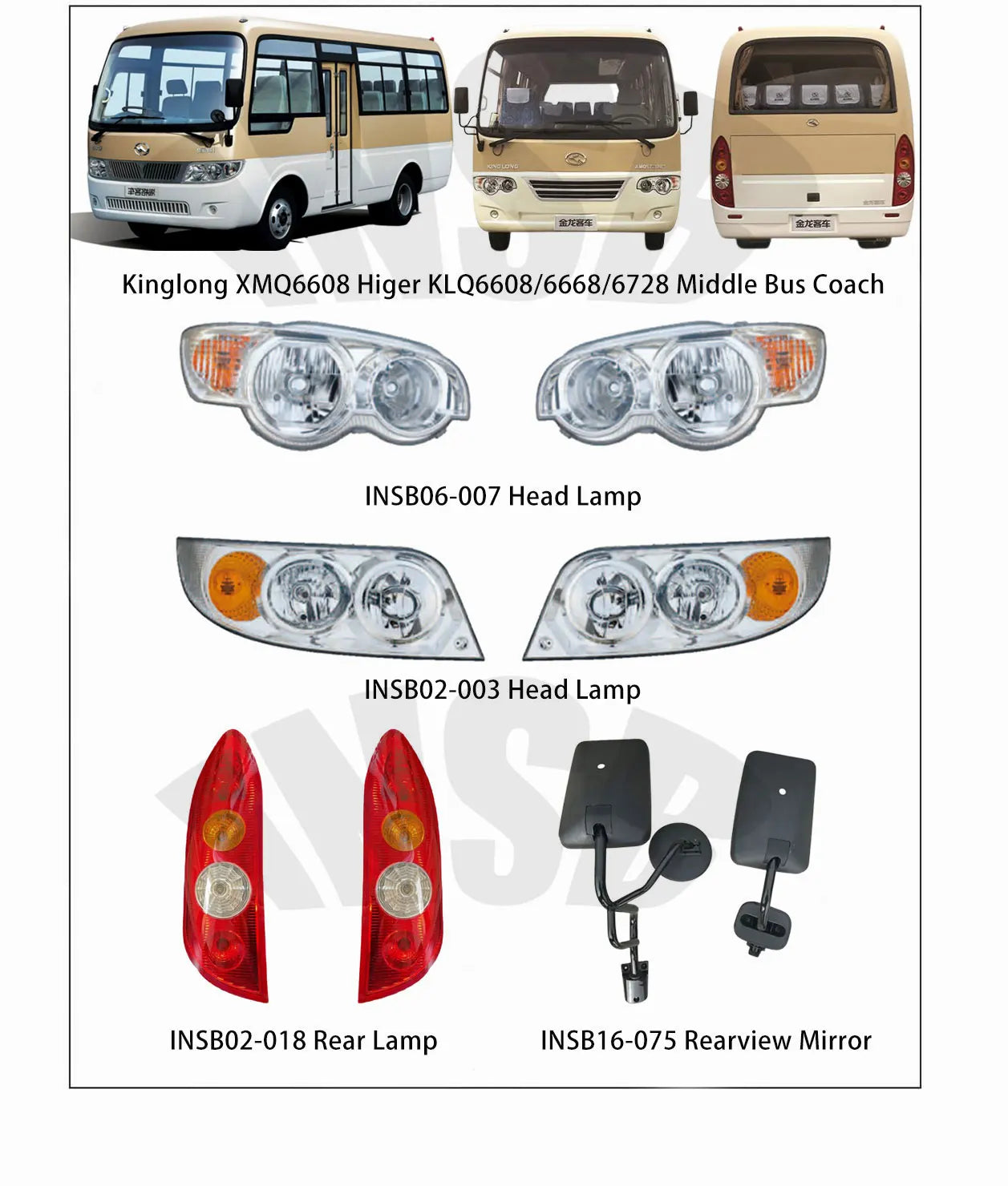 Head Lamp for Higer KLQ6729 KLQ6759 KLQ6756 KLQ6840 Coach Bus Spare Parts INSB02-041